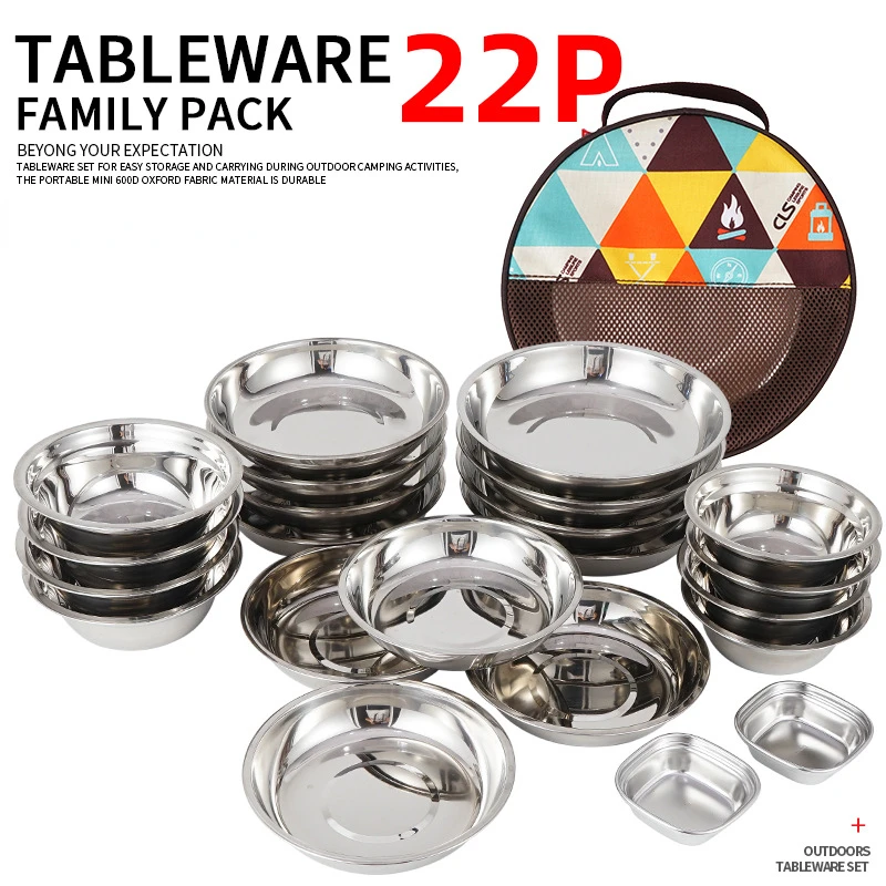 22개로 구성된 휴대용 캠핑 식기 세트, 야외 바비큐용 - Camping Cooking Dining Set 리뷰 및 가격