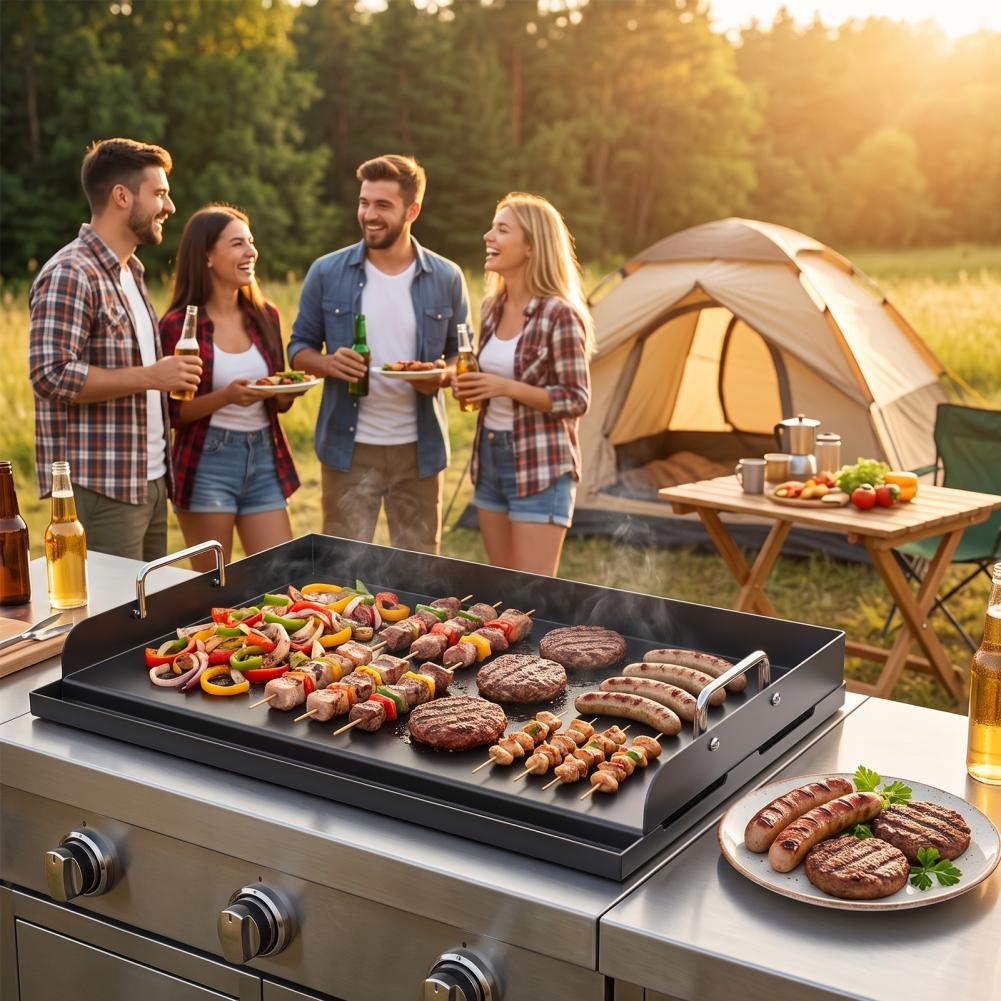 두꺼운 주철 베이킹 팬, 사전 코팅된 논스틱 그리들,  - Camping Cooking Flat Top 리뷰 및 가격